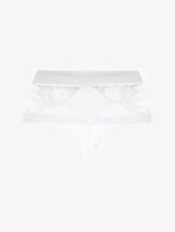 String Taille Haute «control Fit» En Lycra® Blanc Avec Dentelle De Chantilly-Shapewear-SHAPE-ALLURE