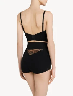 Slip Taille Haute Haut «control Fit» En Lycra® Noir Avec Dentelle De Chantilly-Shapewear-SHAPE-ALLURE -Mode Lingerie Boutique CFILPD0017350 NR0002 2 22104.1593123096