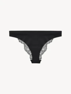 Slip Brésilien Noir Avec Dentelle De Chantilly-Shapewear-SHAPE-ALLURE