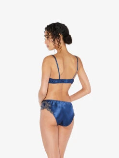 Culotte En Soie Bleue Rehaussée D’une Broderie En Guipure «frastaglio» Gris Foncé-Culottes-MAISON -Mode Lingerie Boutique CFILPD0019229 RF BL0261 2 55634 45678.1651759025