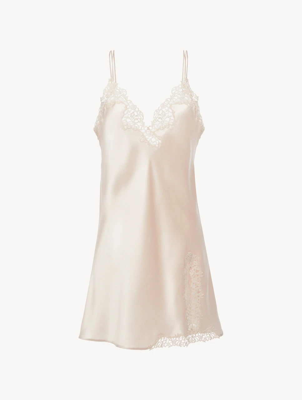 Nuisette Courte Beige Rosé Avec Macramé-Lingerie De Nuit En Soie-PETIT MACRAME 1 Nuisette Courte Beige Rosé Avec Macramé-Lingerie De Nuit En Soie-PETIT MACRAME