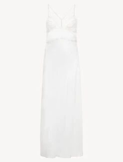 Chemise De Nuit Longue Blanche-Lingerie De Nuit En Soie-PETIT MACRAME
