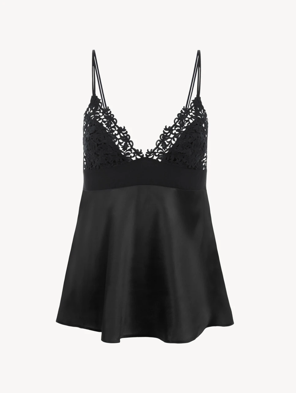 Débardeur En Soie Noire Avec Broderie En Guipure «frastaglio» Macramé-Lingerie De Nuit En Soie-PETIT MACRAME 1 Débardeur En Soie Noire Avec Broderie En Guipure «frastaglio» Macramé-Lingerie De Nuit En Soie-PETIT MACRAME