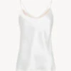 Débardeur Blanc En Soie Avec Dentelle Leavers-Lingerie De Nuit En Soie-PER LEI