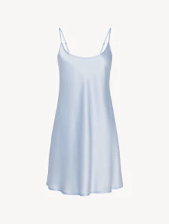 Nuisette Courte En Soie Bleue Ciel-Lingerie De Nuit En Soie-SILK