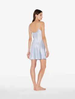 Nuisette Courte En Soie Bleue Ciel-Lingerie De Nuit En Soie-SILK -Mode Lingerie Boutique CFILPD0020291 AZM113 2 81526 04270.1649857090