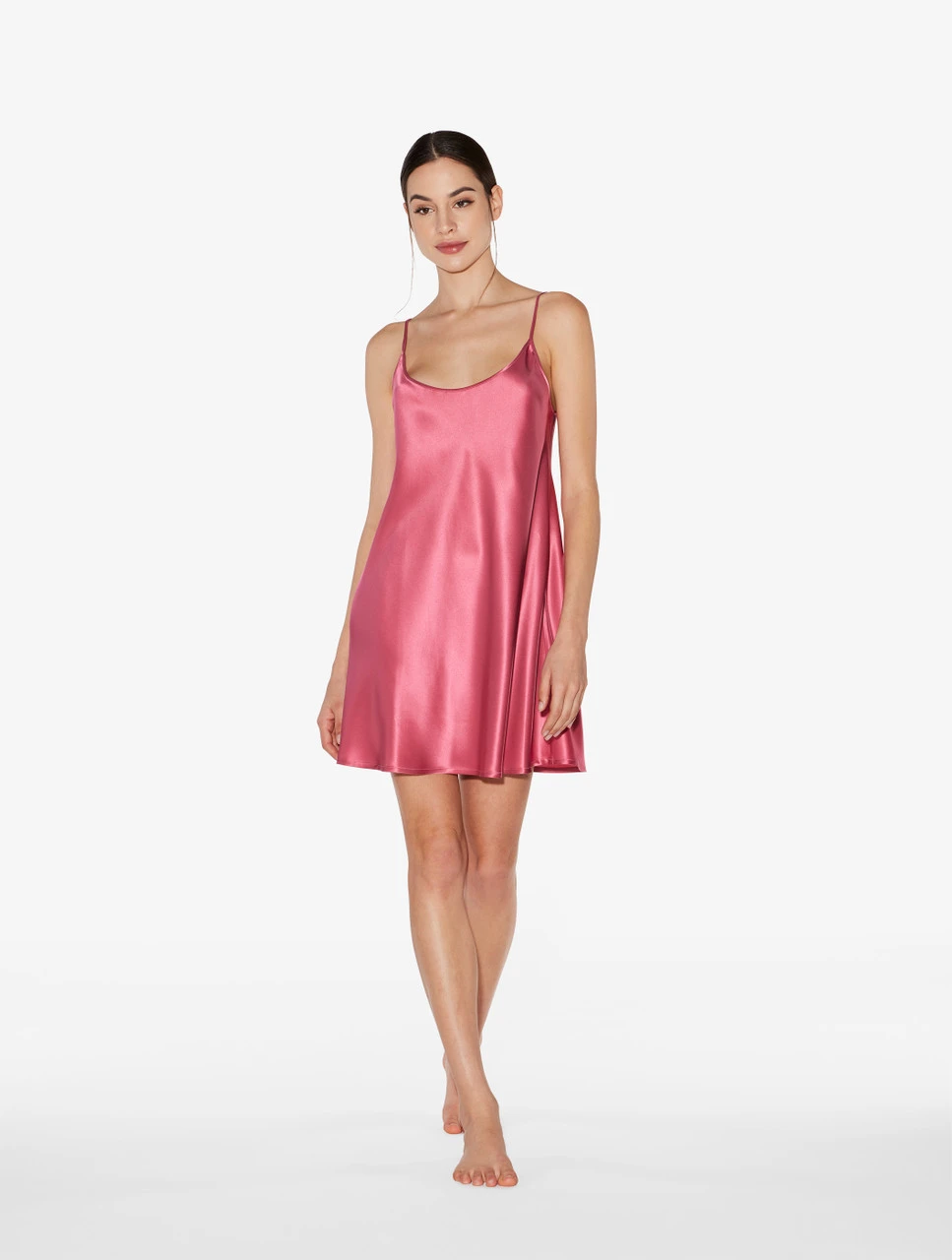 Nuisette Courte En Soie Rose Orchidée-Lingerie De Nuit En Soie-SILK 2 Nuisette Courte En Soie Rose Orchidée-Lingerie De Nuit En Soie-SILK – Image 2