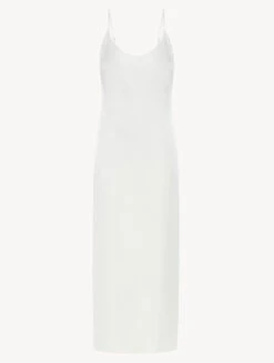 Nuisette Longue En Soie Blanche-Lingerie De Nuit En Soie-SILK