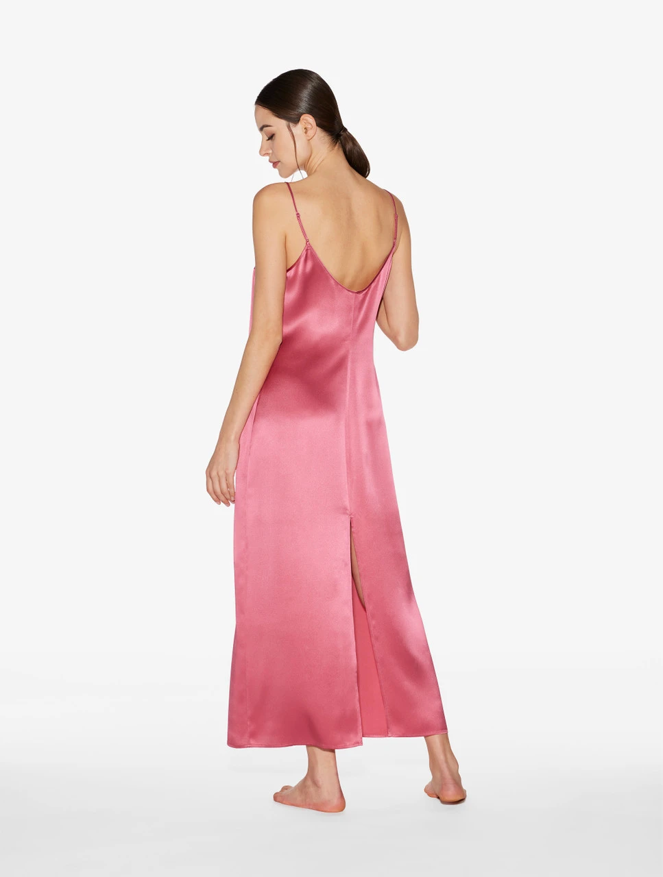 Slip Dress Longue En Soie Rose Orchidée-Lingerie De Nuit En Soie-SILK 3 Slip Dress Longue En Soie Rose Orchidée-Lingerie De Nuit En Soie-SILK – Image 3