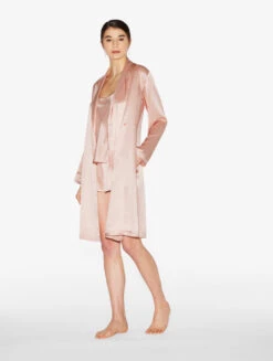 Robe De Chambre Courte Rose Poudré En Soie-Lingerie De Nuit En Soie-SILK -Mode Lingerie Boutique CFILPD0020293 CO RAG195 3 88924 55747.1649857112