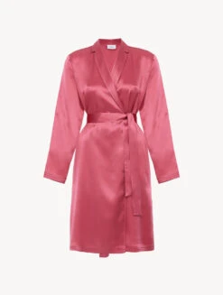 Robe De Chambre Courte En Soie Rose Orchidée-Lingerie De Nuit En Soie-SILK