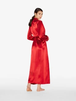 Robe De Chambre Longue En Soie Grenat-Lingerie De Nuit En Soie-SILK -Mode Lingerie Boutique CFILPD0020293 LU RSF180 2 94723 41160.1649857141
