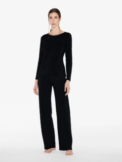 T-shirt à Manches Longues En Coton Noir-Pyjamas-SOUPLE -Mode Lingerie Boutique CFILPD0021054 NR0002 3 44803 84686.1651758952