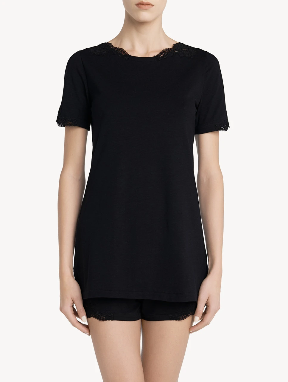 T-shirt En Coton Noir-Pyjamas-SOUPLE 2 T-shirt En Coton Noir-Pyjamas-SOUPLE – Image 2