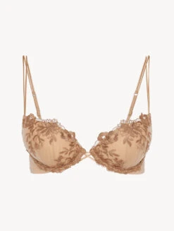 Soutien-gorge Push-up En Lycra® Beige Avec Tulle Brodé-Rembourré-ZEPHYR