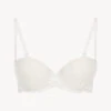 Soutien-gorge Bandeau En Lycra® Blanc Cassé Avec Tulle Brodé-Rembourré-ZEPHYR