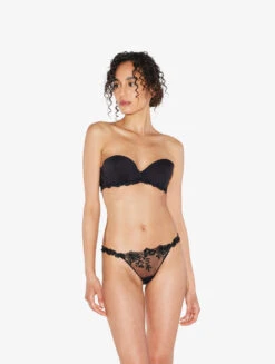 Soutien-gorge Bandeau En Lycra® Noir Avec Tulle Brodé-Rembourré-ZEPHYR -Mode Lingerie Boutique CFILPD004071 NRB010 3 17686 73375.1649940984