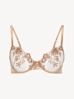 Soutien-gorge à Armatures En Lycra® Beige Et Tulle Brodé-Avec Armatures-ZEPHYR