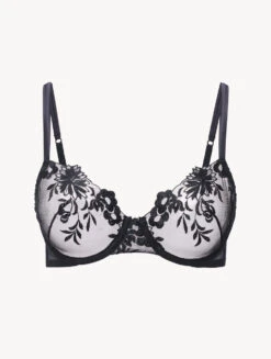 Soutien-gorge à Armatures En Lycra® Noir Et Tulle Brodé-Avec Armatures-ZEPHYR