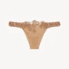 Slip Brésilien En Lycra® Beige Avec Tulle Brodé-Tanga-ZEPHYR