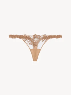String En Lycra® Beige Avec Tulle Brodé-String-ZEPHYR