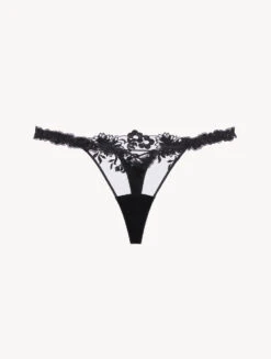String En Lycra® Noir Avec Tulle Brodé-String-ZEPHYR