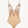 Body En Lycra® Beige Avec Tulle Brodé-Shapewear-ZEPHYR