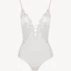 Body En Lycra® Blanc Cassé Avec Tulle Brodé-Shapewear-ZEPHYR