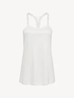 Débardeur En Modal Blanc Cassé Avec Tulle Brodé-Pyjamas-ZEPHYR