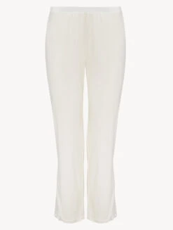 Pantalon En Modal Blanc Cassé Avec Tulle Brodé-Pyjamas-ZEPHYR
