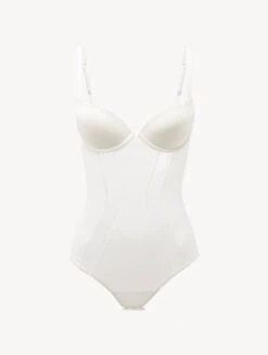 Body En Tulle Stretch Blanc Cassé-Shapewear-MAISON CONTOURING