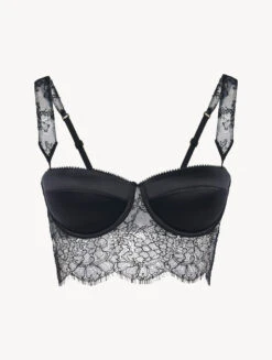 Brassière Ampliforme Noire Avec Dentelle Leavers-Rembourré-DREAMLAND