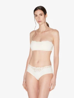 Soutien-gorge Bandeau Blanc Cassé Sans Armatures Avec Macramé-Rembourré-PETIT MACRAME -Mode Lingerie Boutique CFILPD004488 NA0033 3 97136.1652436531