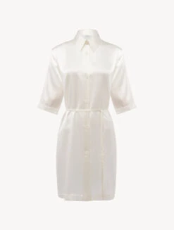 Chemise De Nuit Longue En Soie Blanche-Lingerie De Nuit En Soie-SILK