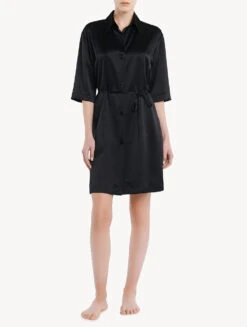 Chemise De Nuit Longue En Soie Noire-Lingerie De Nuit En Soie-SILK -Mode Lingerie Boutique CFILPD0046940 NR0002 3 83088 61007.1604945832