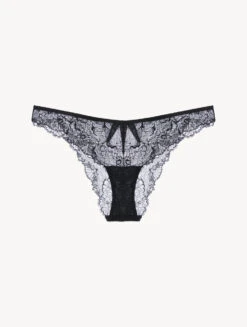 Tanga En Noir Avec Dentelle Leavers-Tanga-DIAMANTE