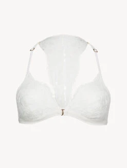 Soutien-gorge Triangle Blanc Cassé Avec Dentelle Leavers En Coton-Triangle-PER SEMPRE