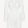 Robe De Chambre Courte Blanc Cassé Avec Dentelle Leavers En Coton-Robes De Chambre-PER SEMPRE