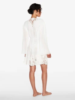 Robe De Chambre Courte Blanc Cassé Avec Dentelle Leavers En Coton-Robes De Chambre-PER SEMPRE -Mode Lingerie Boutique CFILPD0049340 NAA017 2 64653 31964.1684151371