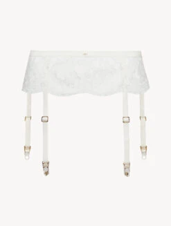 Porte-jarretelles Blanc Cassé Avec Dentelle Leavers En Coton-Porte-Jarretelles-PER SEMPRE