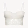 Soutien-gorge Bandeau Blanc Cassé Avec Dentelle Leavers En Coton-Rembourré-PER SEMPRE