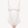 Body Beige Et Rose Nude Avec Dentelle Leavers-Bodys & Bustiers-POESIA