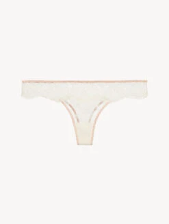 String Beige Et Rose Nude Avec Dentelle Leavers-String-POESIA