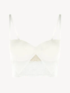 Brassière Sans Bretelles En Lycra® Blanc Avec Dentelle De Chantilly-Shapewear-SHAPE-ALLURE