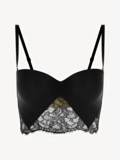 Brassière Sans Bretelles En Lycra® Noir Avec Dentelle De Chantilly-Shapewear-SHAPE-ALLURE