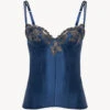 Bustier Bleu En Satin De Soie-Bodys & Bustiers-MAISON
