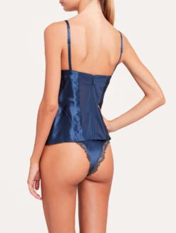 Bustier Bleu En Satin De Soie-Bodys & Bustiers-MAISON -Mode Lingerie Boutique CFILPD906182 DL BL0261 2 19770 39810.1632324311