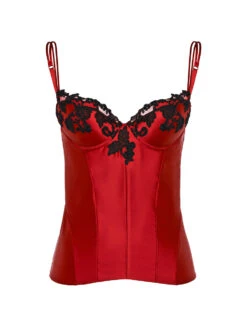 Mode Lingerie Boutique 5 Bustier En Satin De Soie Rouge-Bodys & Bustiers-MAISON