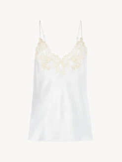 Débardeur En Satin De Soie De Couleur Blanc-Lingerie De Nuit En Soie-MAISON