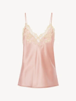 Débardeur En Satin De Soie De Couleur Rose-Lingerie De Nuit En Soie-MAISON